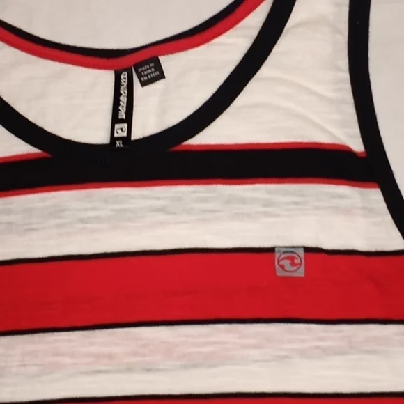 4/$15 Ocean Current Men's Tank Top XL Black Red White Grey Stripes EUC - Picture 2 of 5